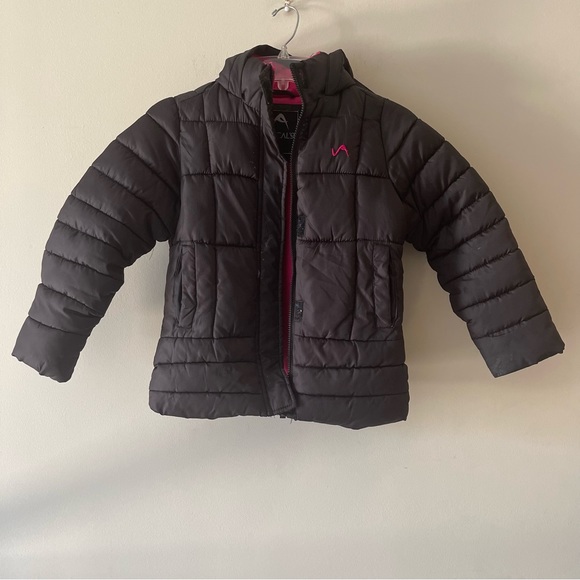 Girls Black Fleece-lined Puffer Jacket with Hood - Picture 6 of 6